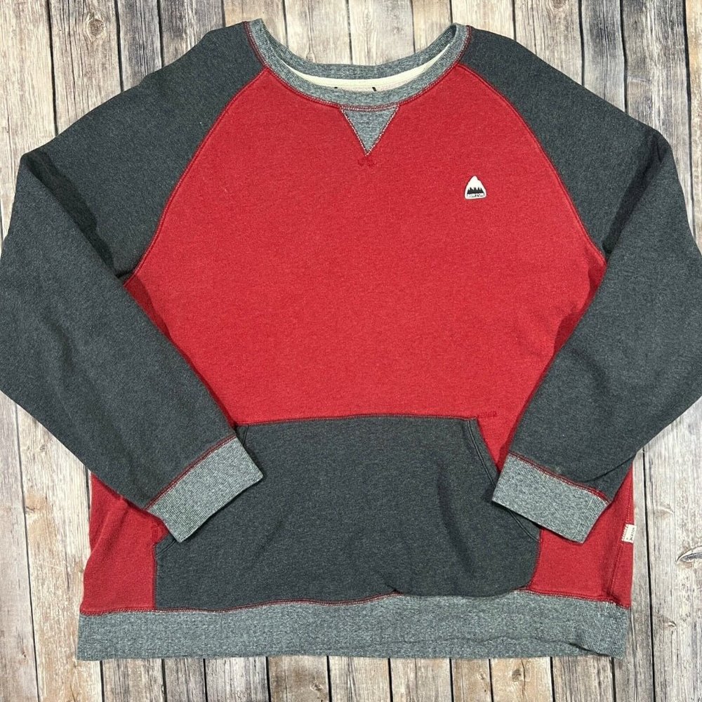Burton Snowboard DryRide Crew Neck Pullover Sweatshirt 2XL Mens Red Grey Ski